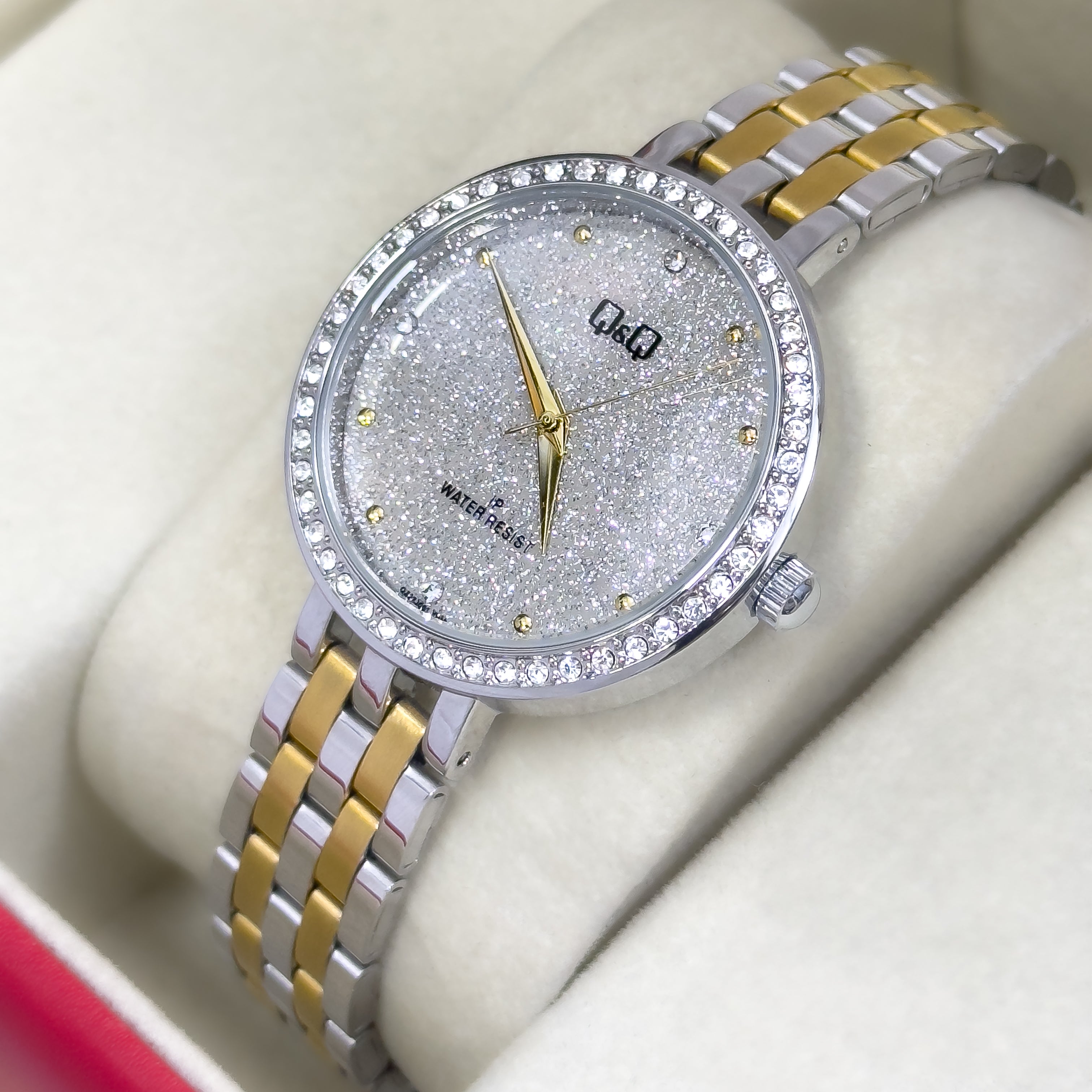 RELOJ Q&Q DAMA METALICO ESCARCHADO