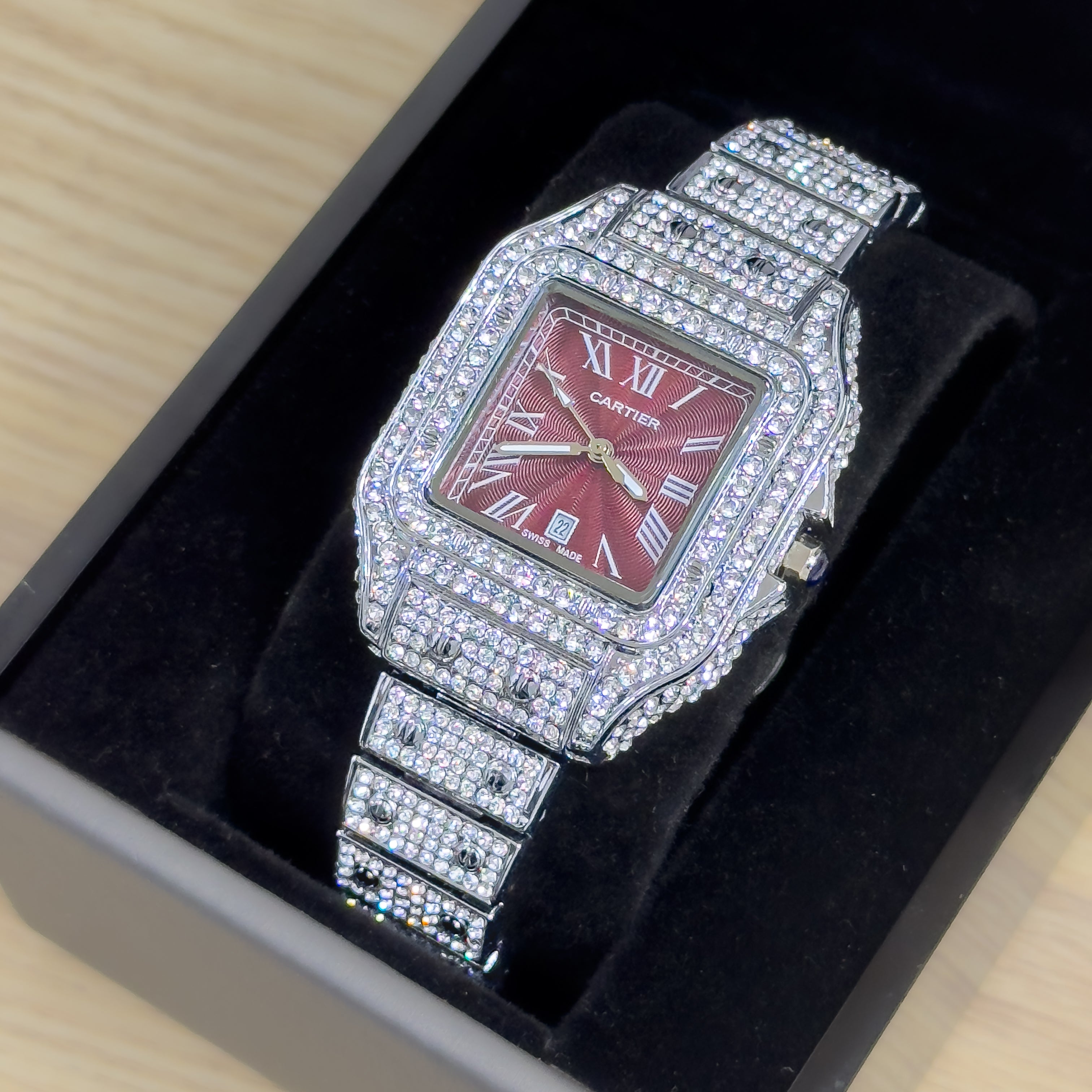 RELOJ SANTOS METALICO PIEDRAS