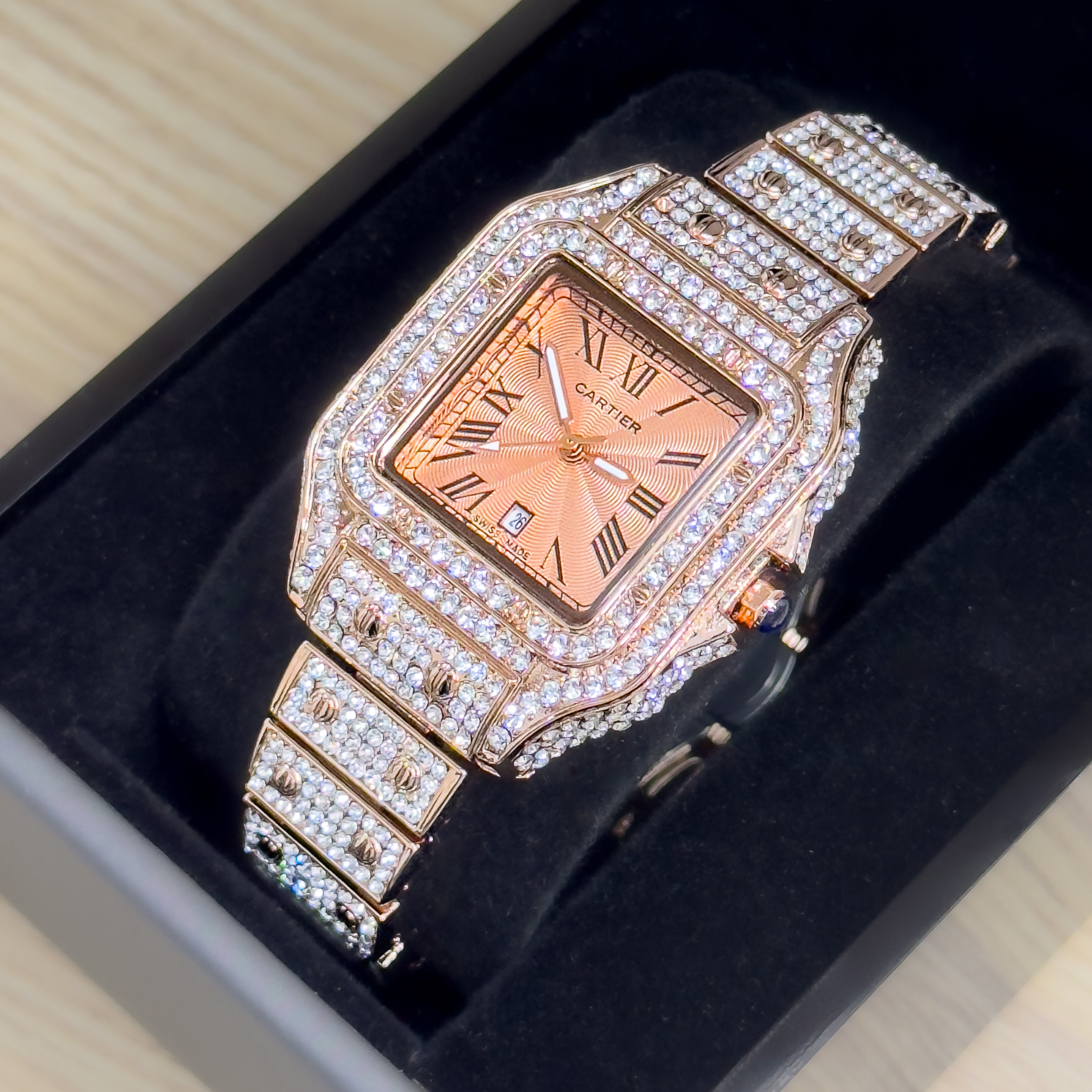 RELOJ SANTOS METALICO PIEDRAS