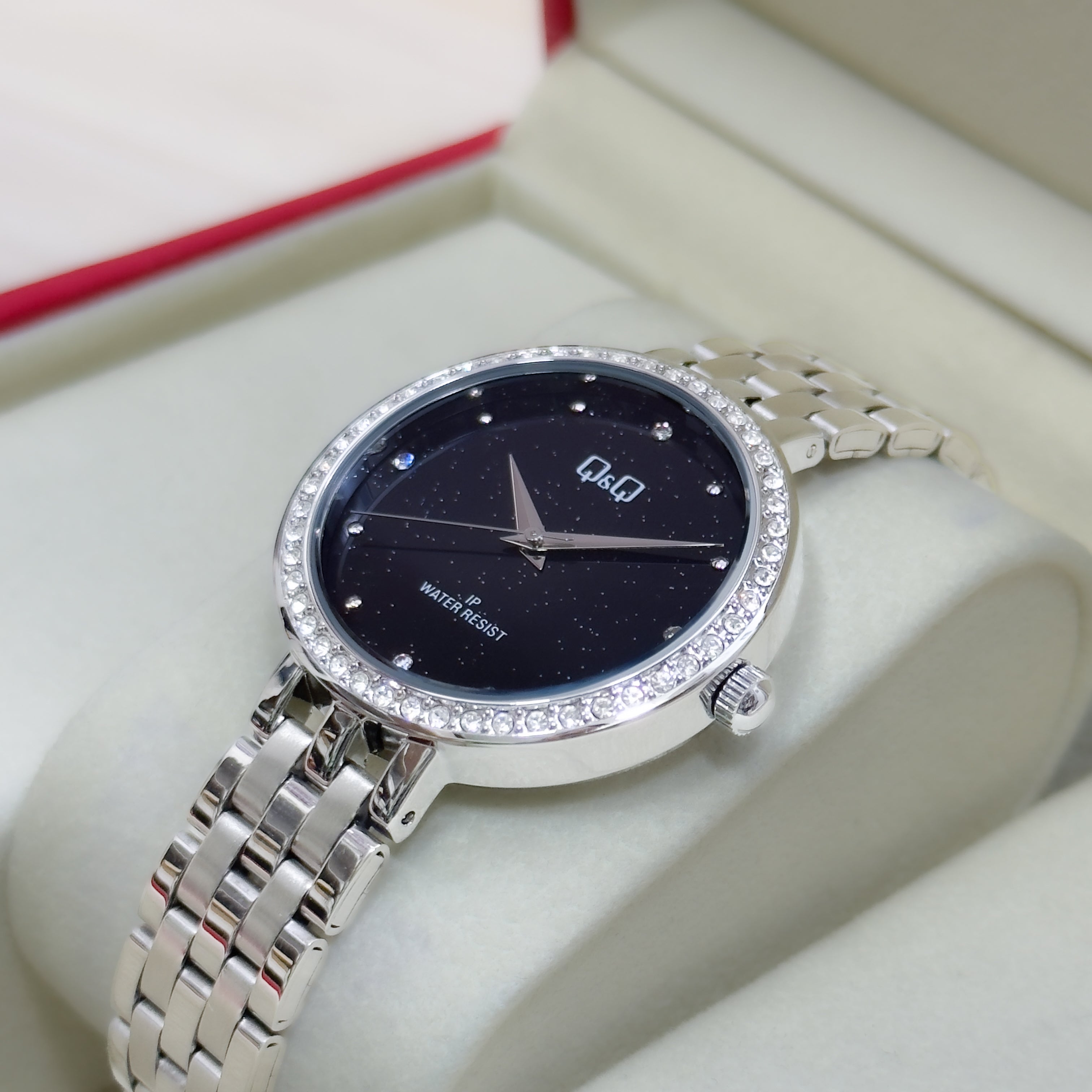 RELOJ Q&Q DAMA METALICO ESCARCHADO