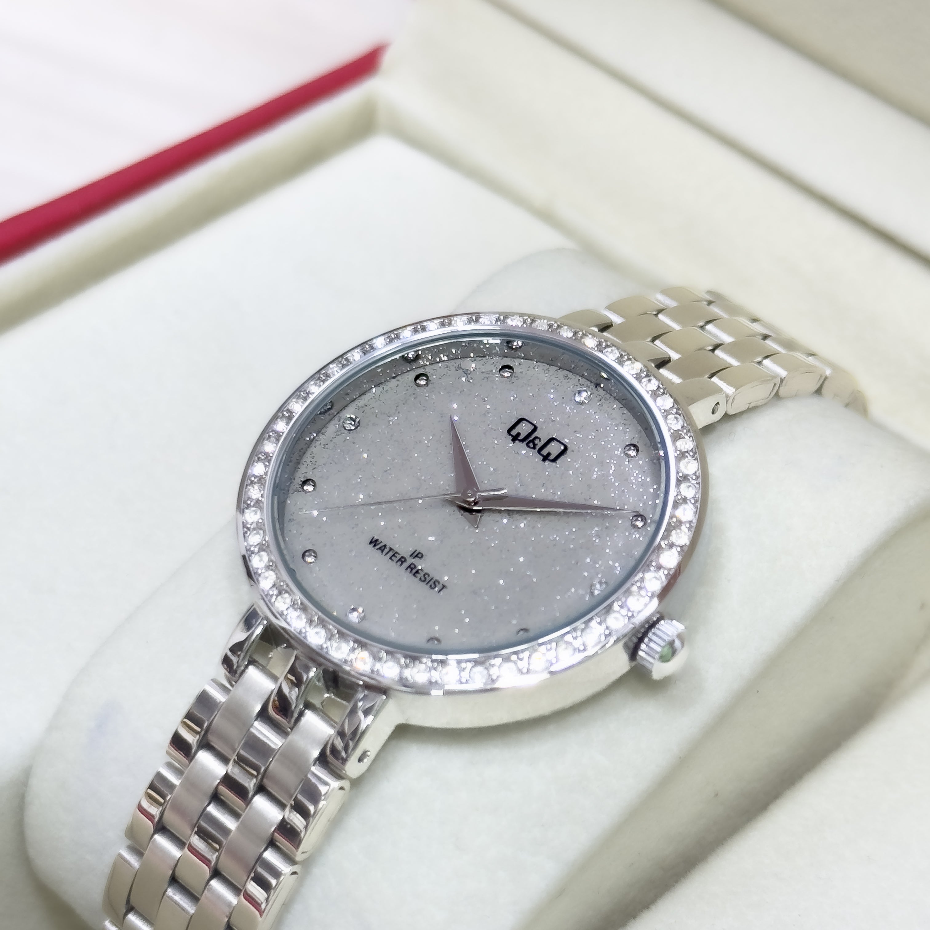 RELOJ Q&Q DAMA METALICO ESCARCHADO