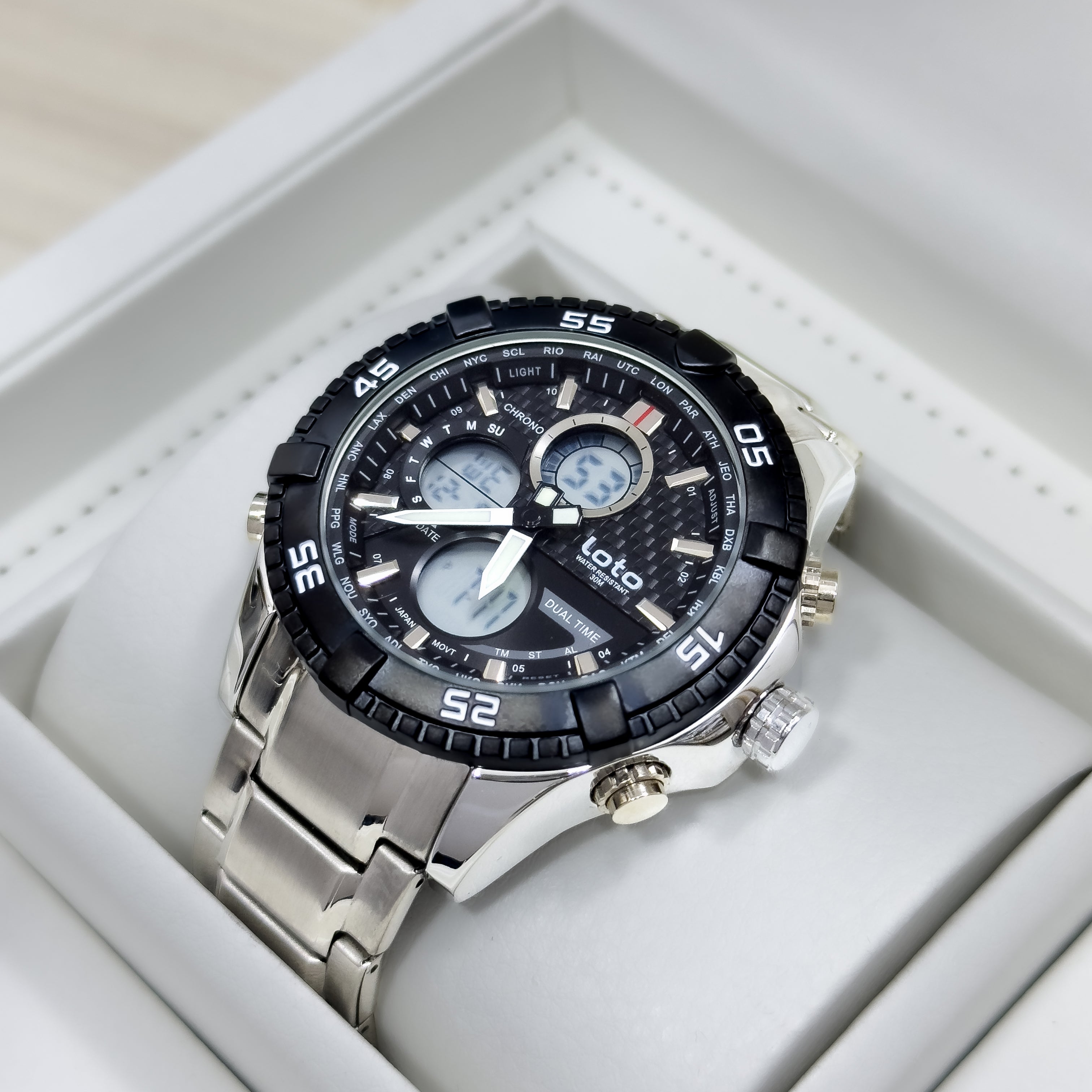 RELOJ LOTO METALICO DOBLE HORA