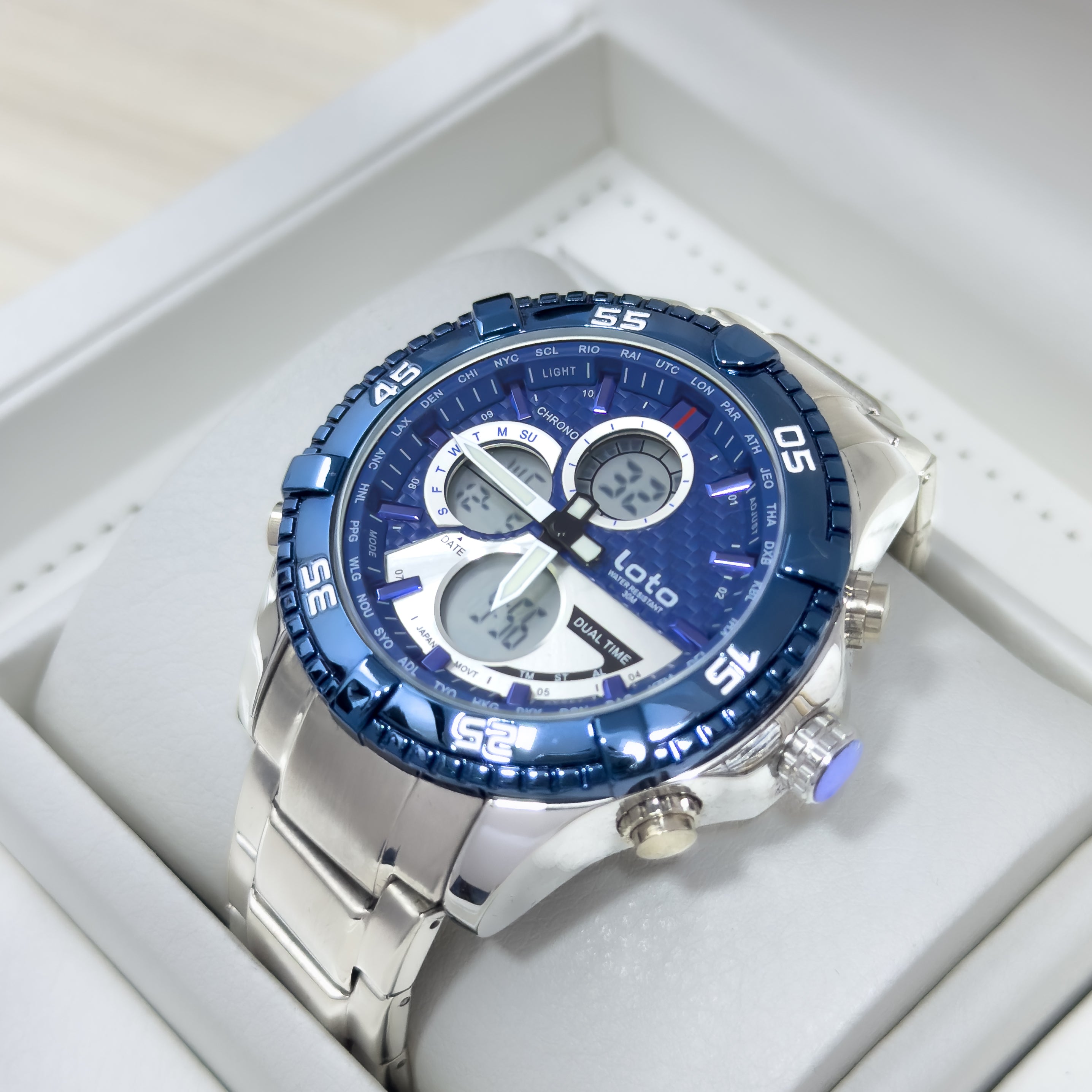 RELOJ LOTO METALICO DOBLE HORA