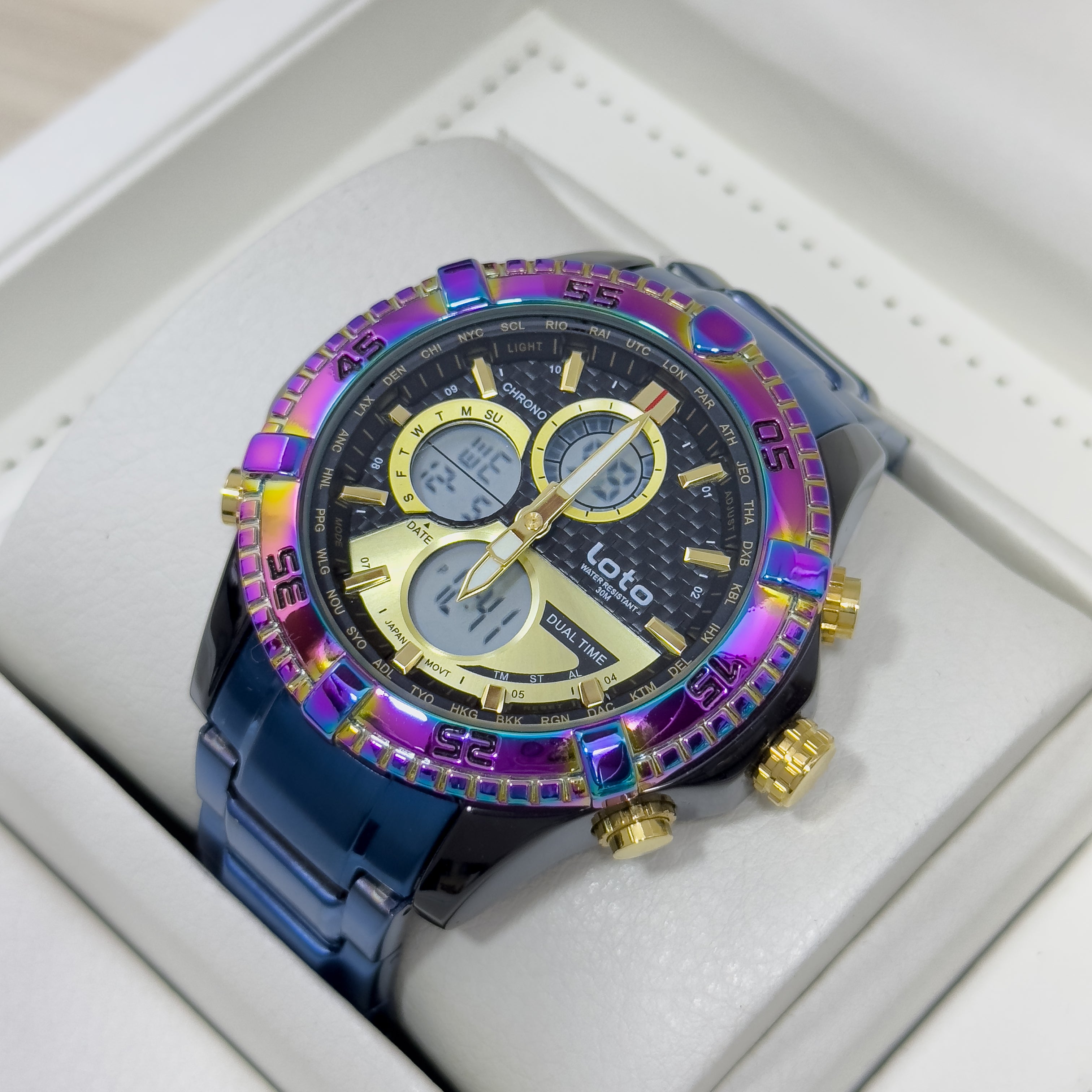 RELOJ LOTO METALICO DOBLE HORA