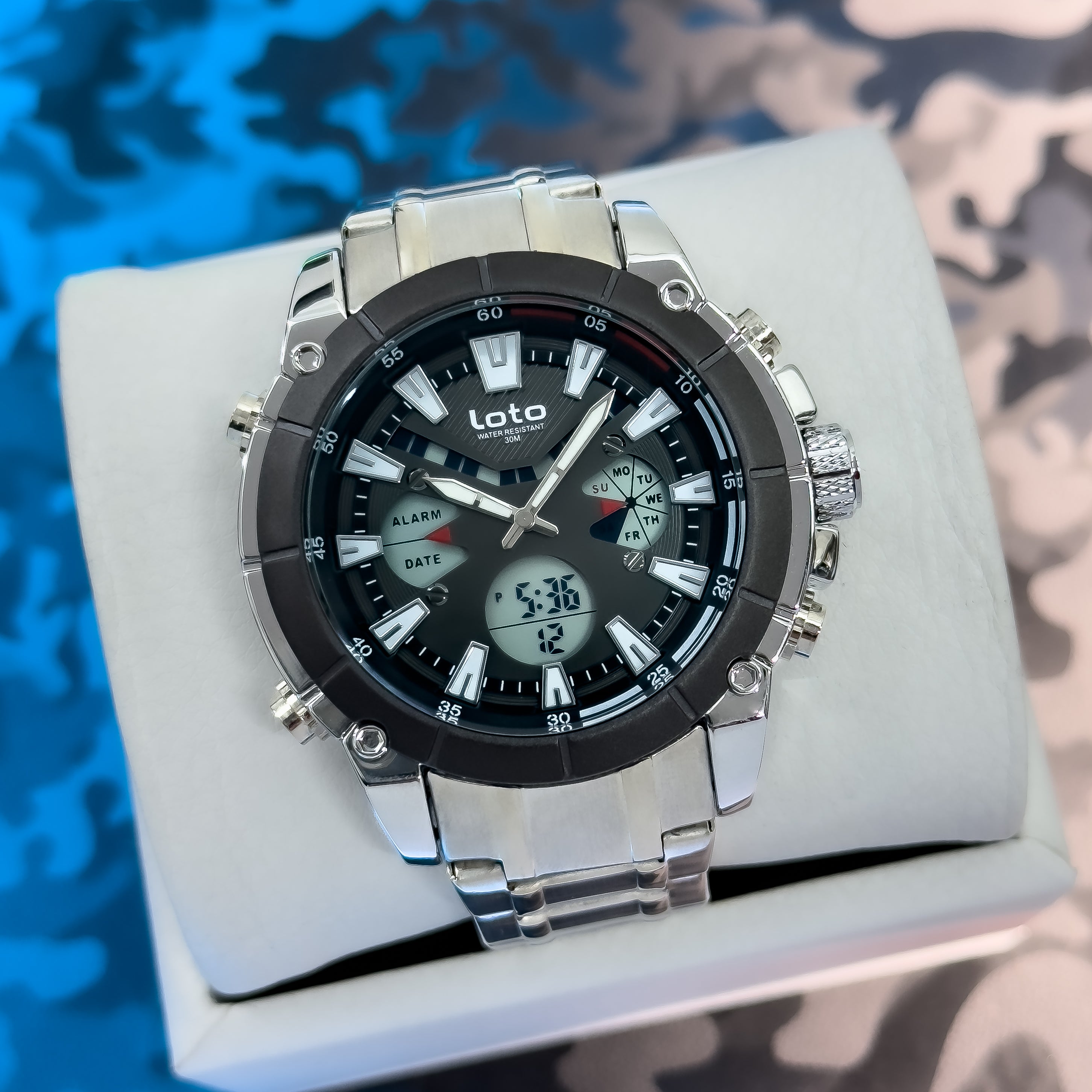 RELOJ DOBLE MAQUINA LOTO IRON X