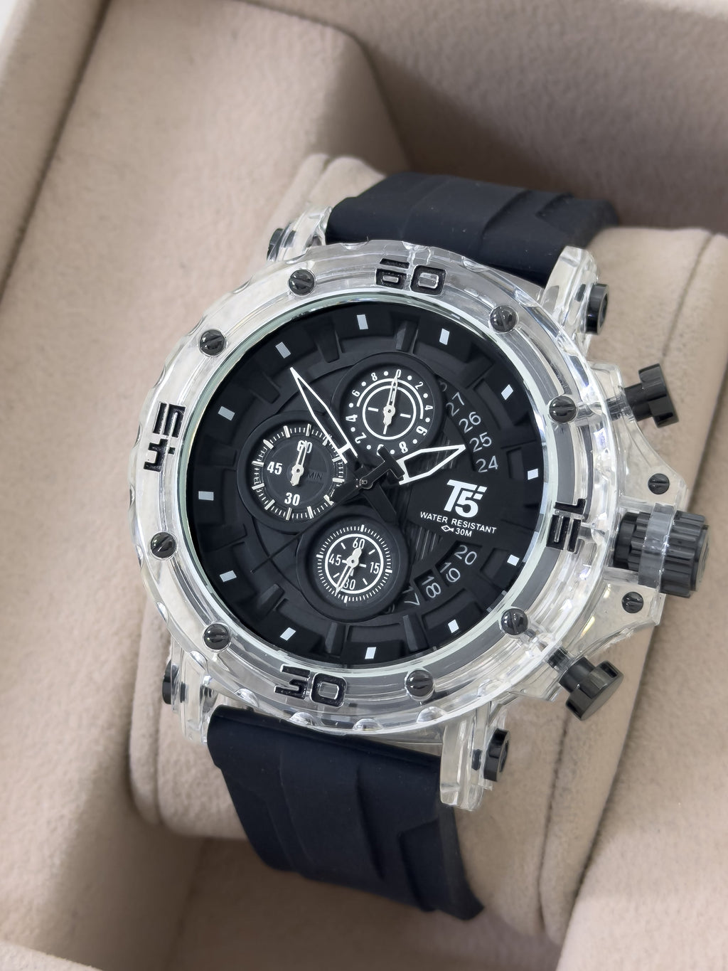 Reloj para Hombre The T5 Crystal Armor - Obsidian Black | 24K Relojes