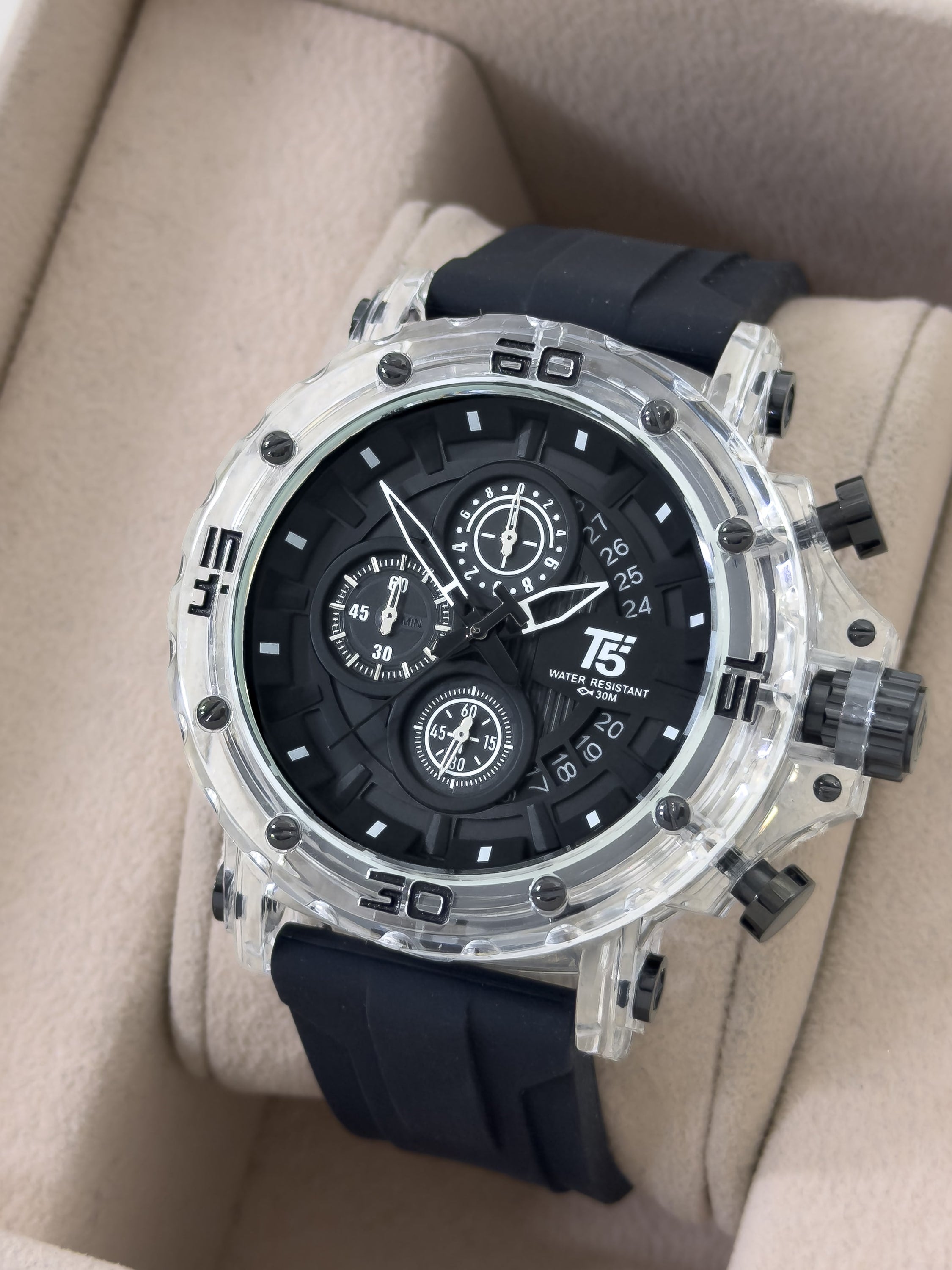 Reloj para Hombre The T5 Crystal Armor - Obsidian Black | 24K Relojes
