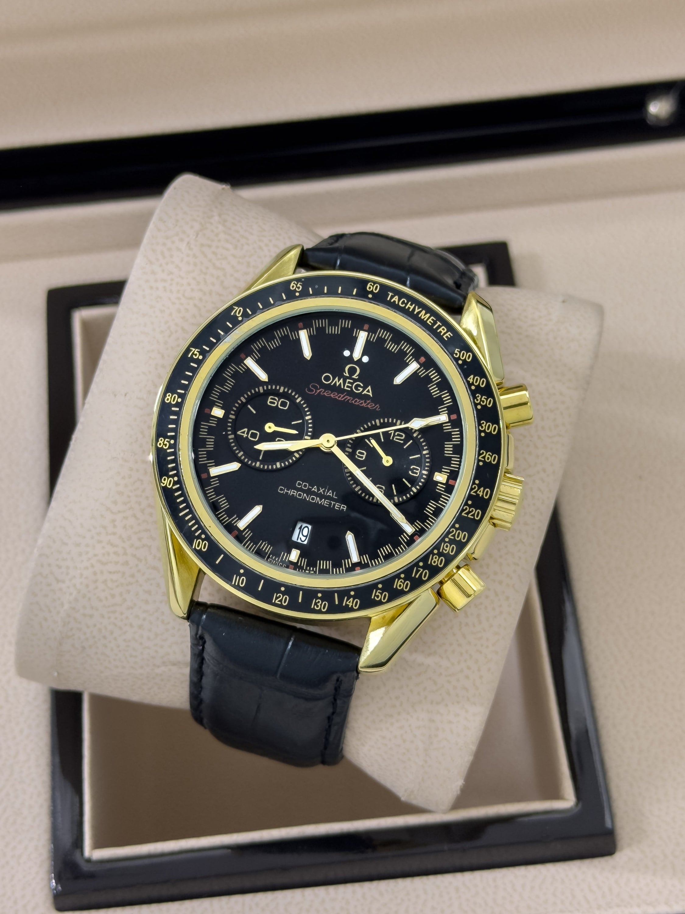 Reloj Chrono Heritage en Cuero - Dorado Ónix | 24K Relojes
