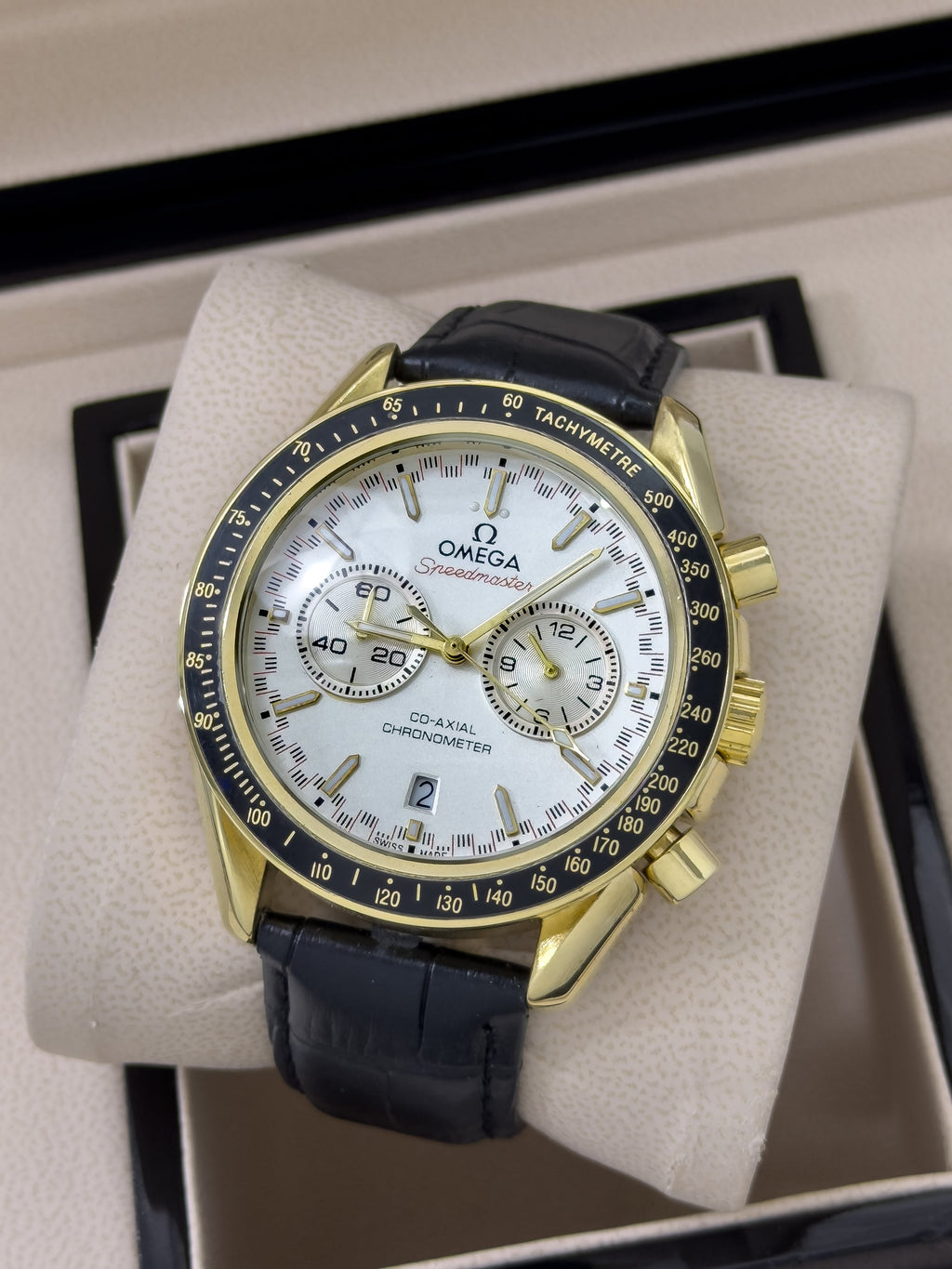 Reloj Chrono Heritage en Cuero - Dorado Marfil | 24K Relojes