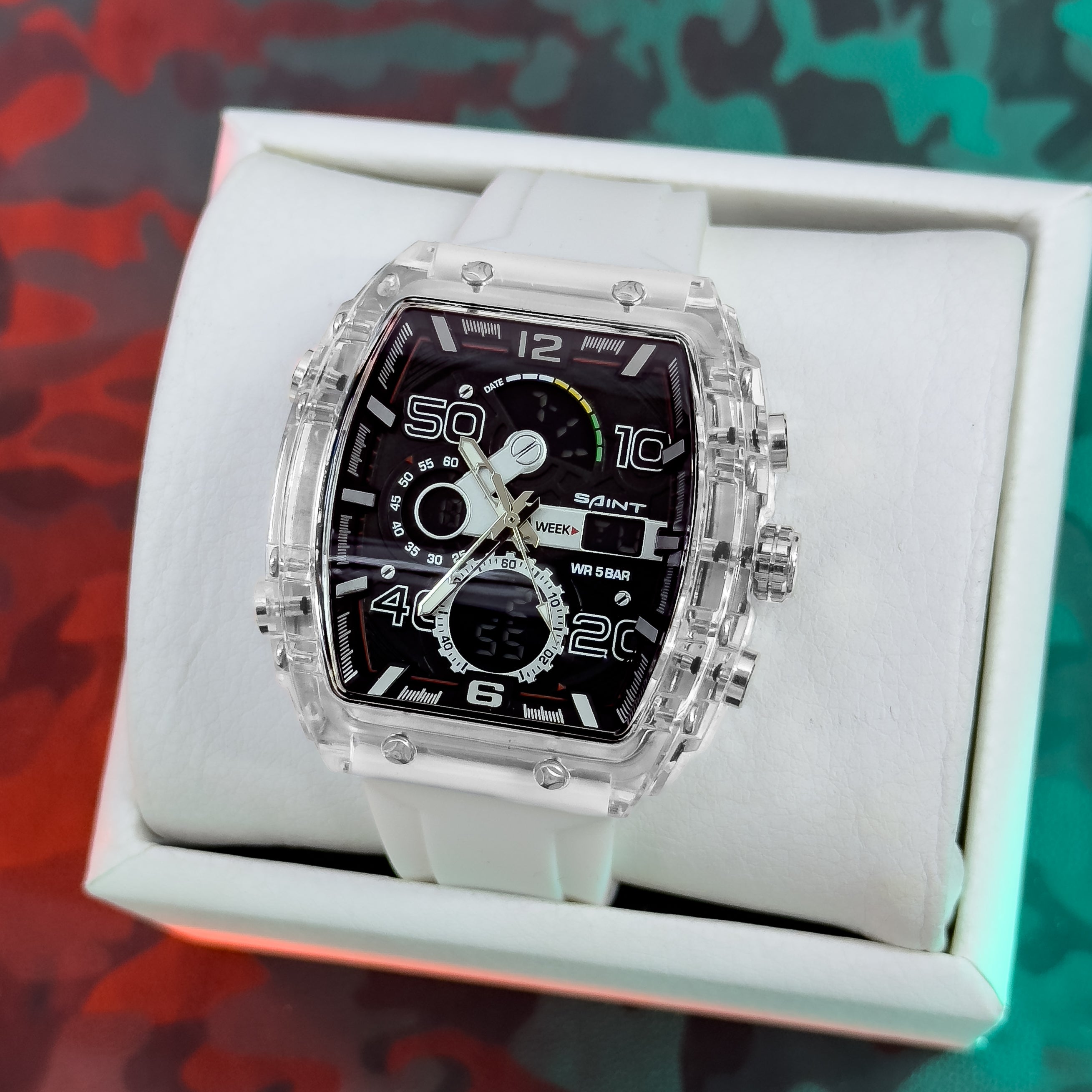 RELOJ SAINT DOBLE HORA TRASNPARENTE