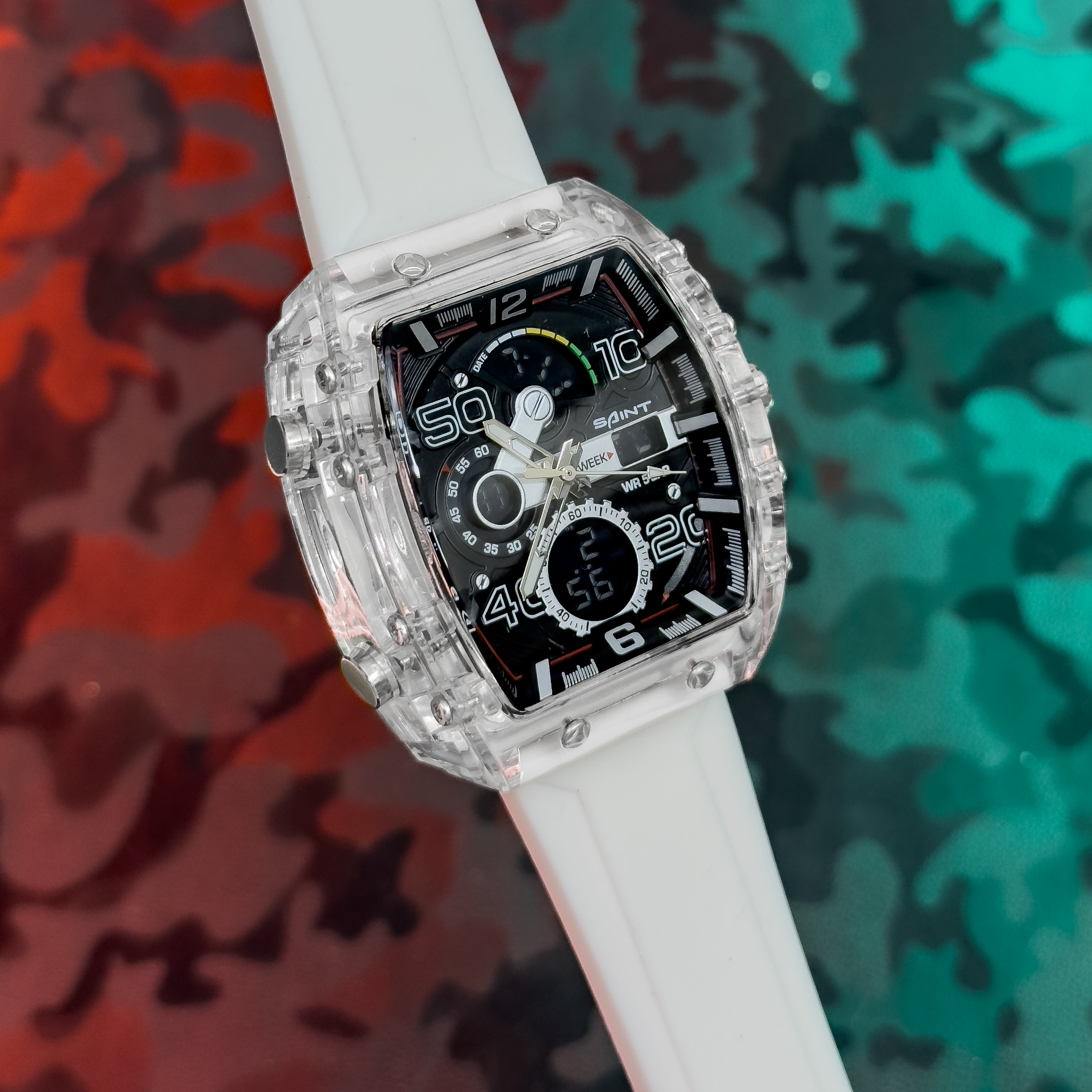 RELOJ SAINT DOBLE HORA TRASNPARENTE