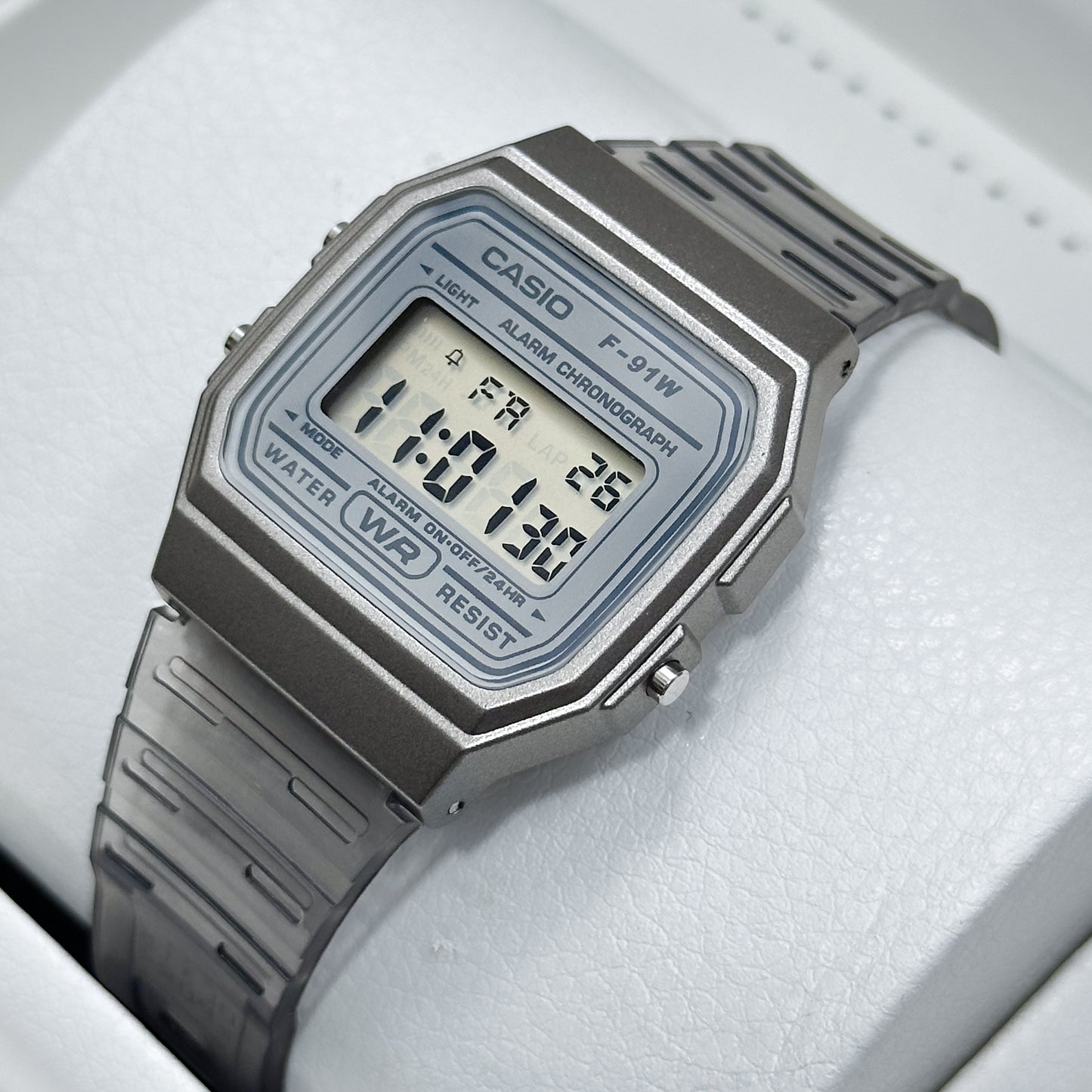 RELOJ CASIO F-91WS TRANSPARENTE
