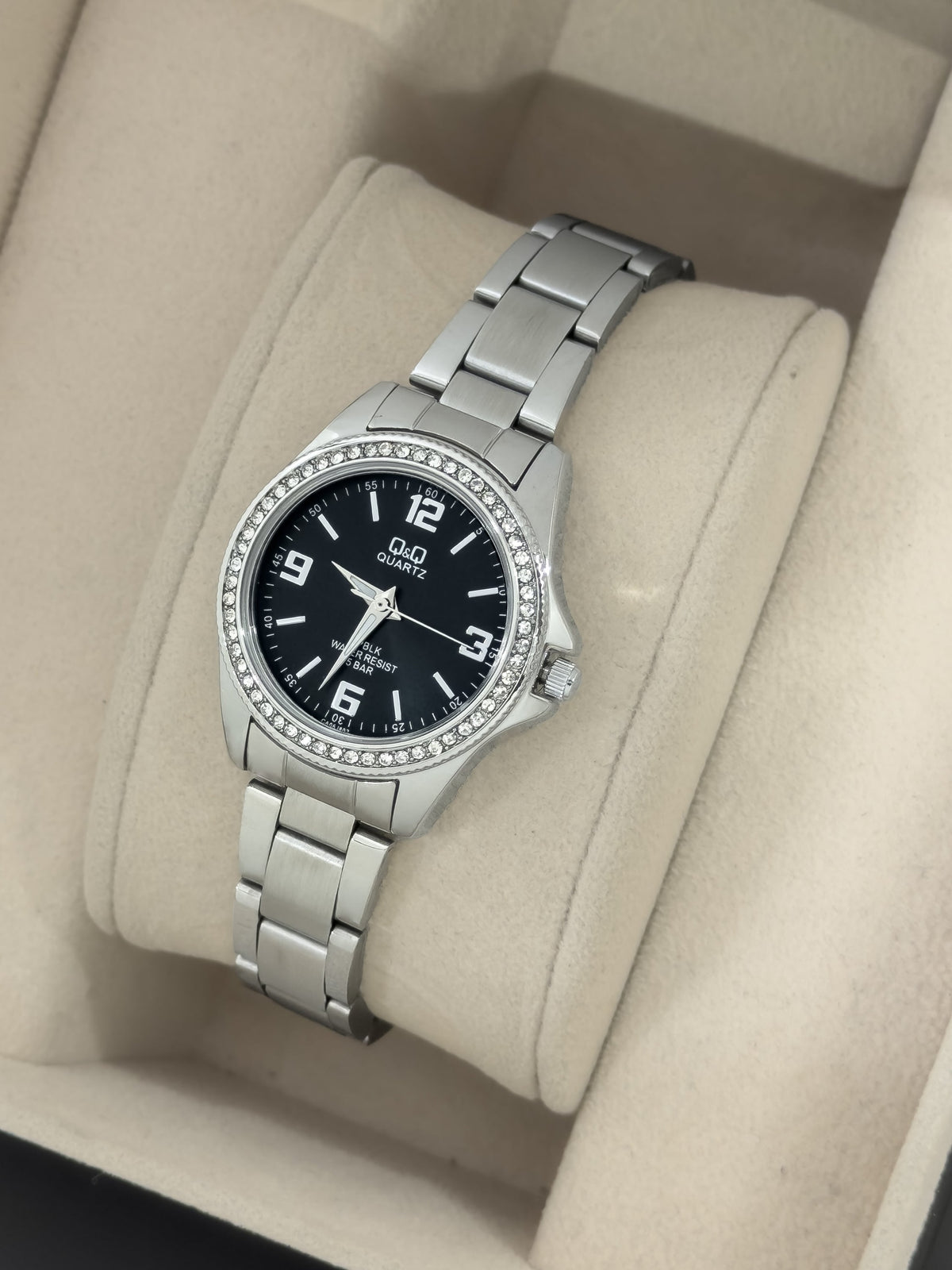 Reloj Q&Q Crystal Glam - ⚫ Silver Night | 24K Relojes