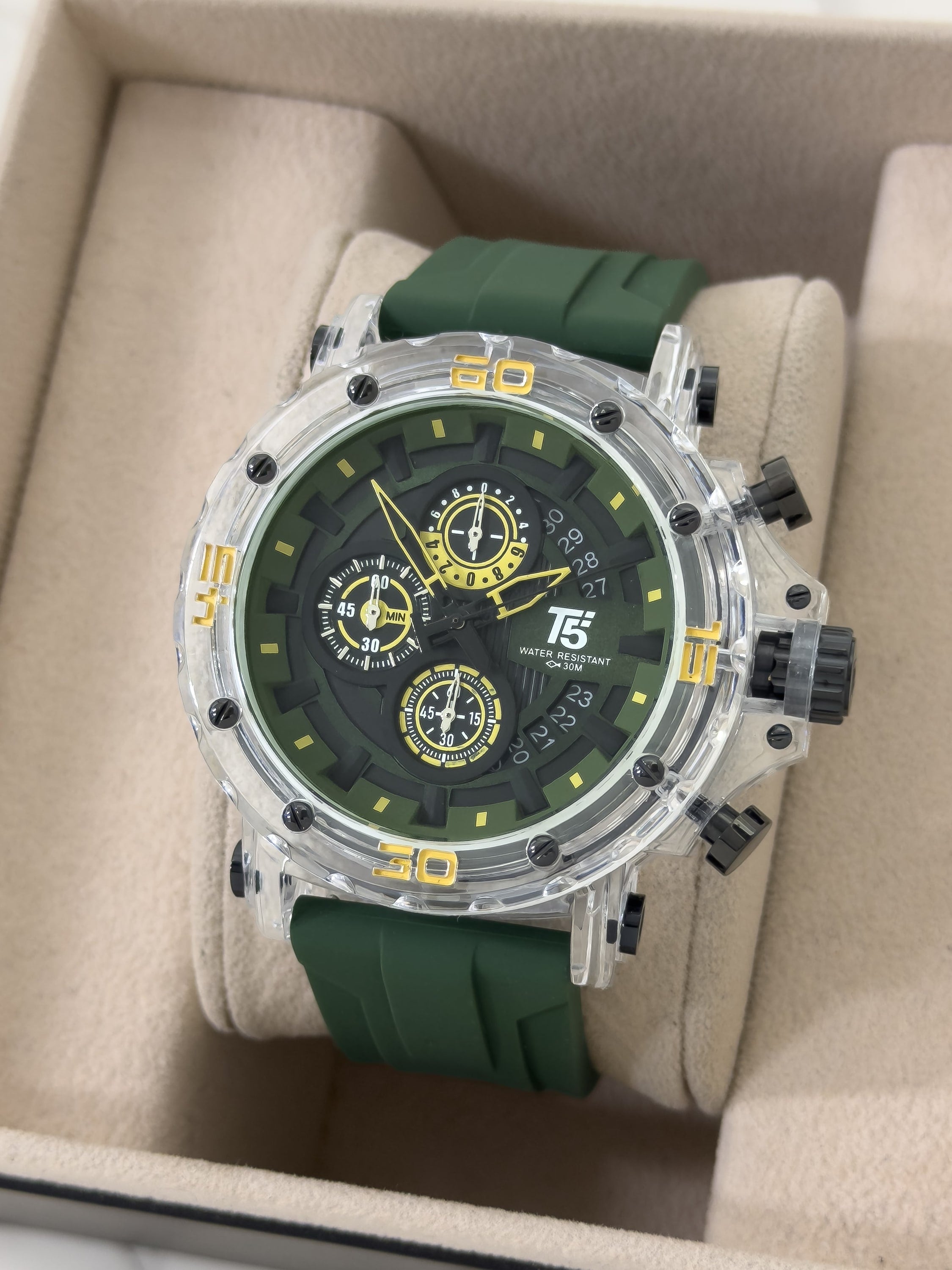 Reloj para Hombre The T5 Crystal Armor - Forest Gold | 24K Relojes
