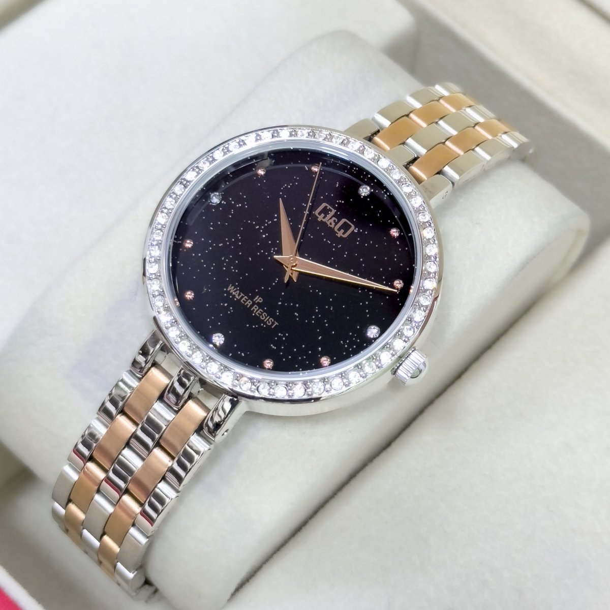 RELOJ Q&Q DAMA METALICO ESCARCHADO - Relojes 24K