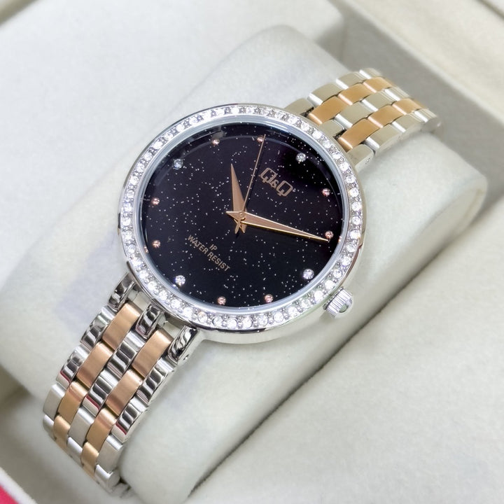 RELOJ Q&Q DAMA METALICO ESCARCHADO - Relojes 24K