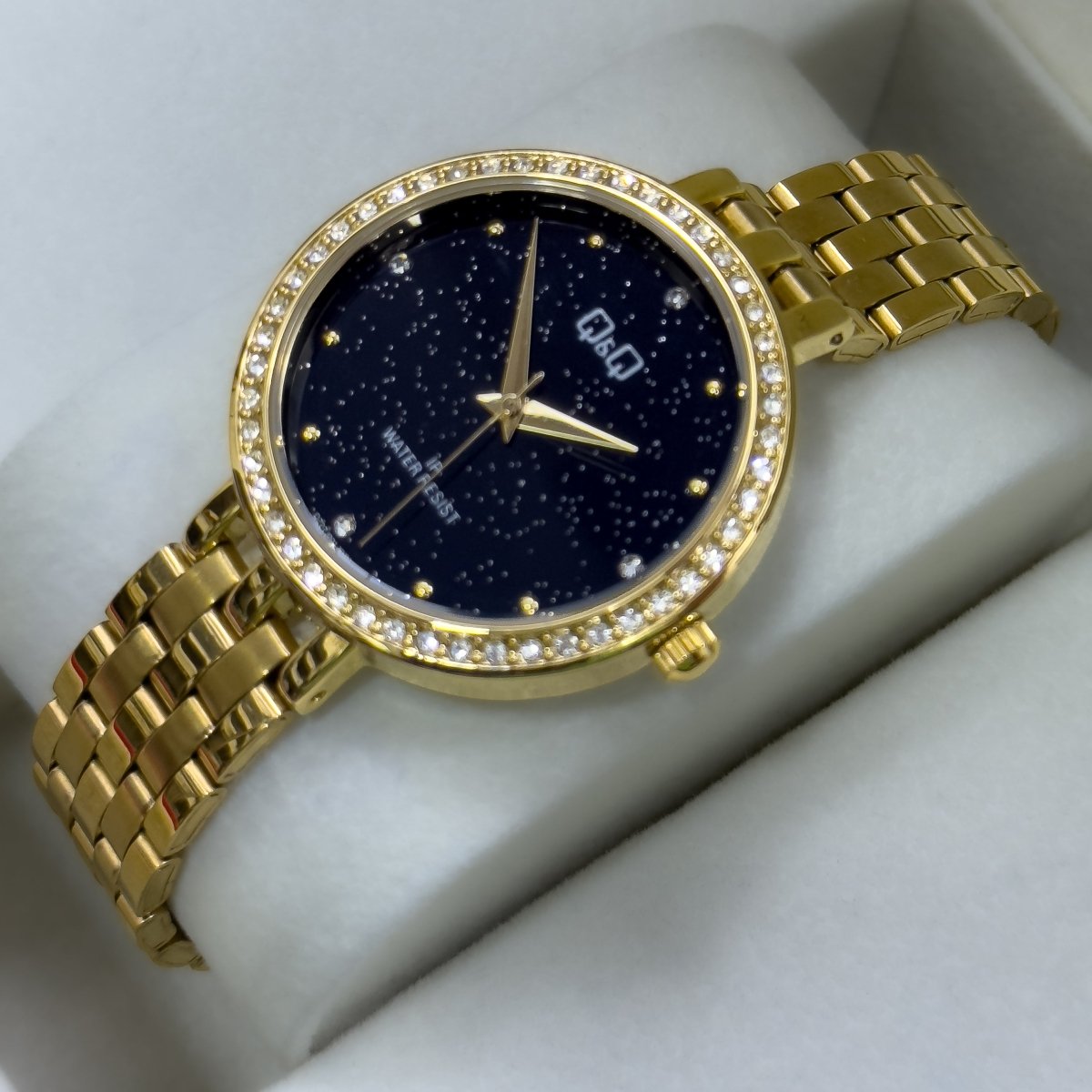 RELOJ Q&Q DAMA METALICO ESCARCHADO - Relojes 24K