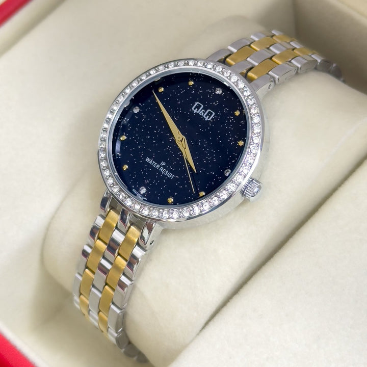 RELOJ Q&Q DAMA METALICO ESCARCHADO - Relojes 24K