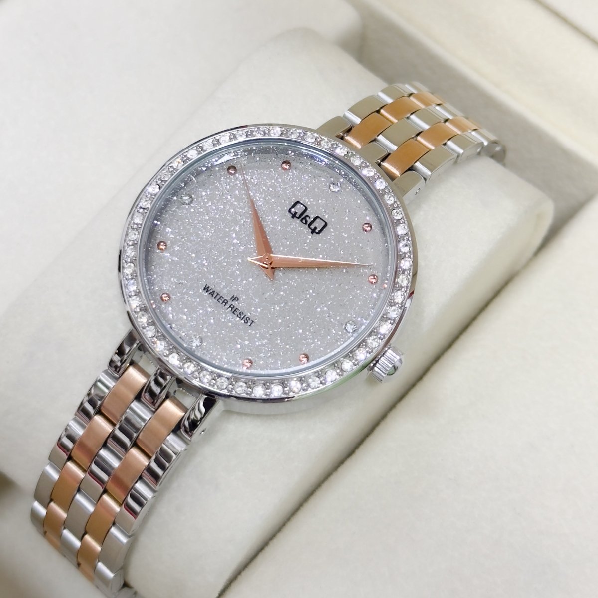 RELOJ Q&Q DAMA METALICO ESCARCHADO - Relojes 24K