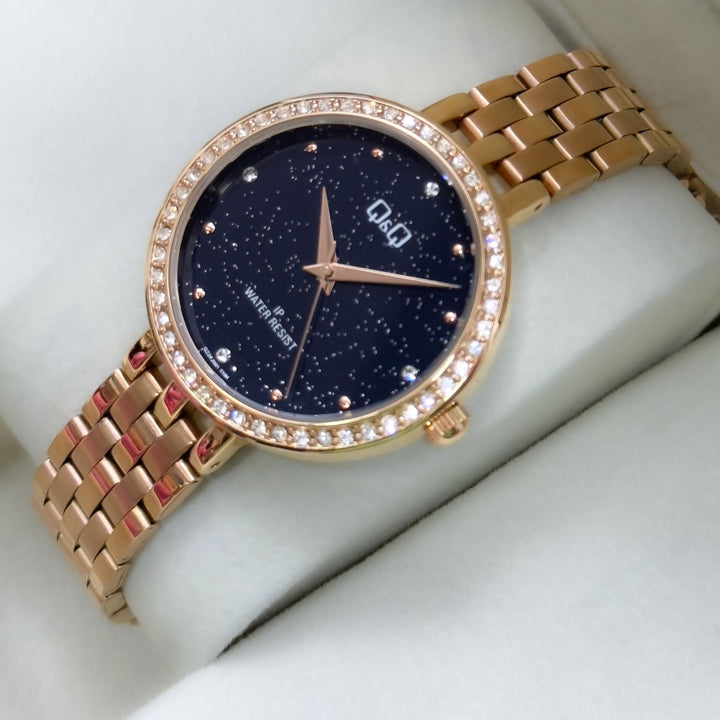 RELOJ Q&Q DAMA METALICO ESCARCHADO - Relojes 24K